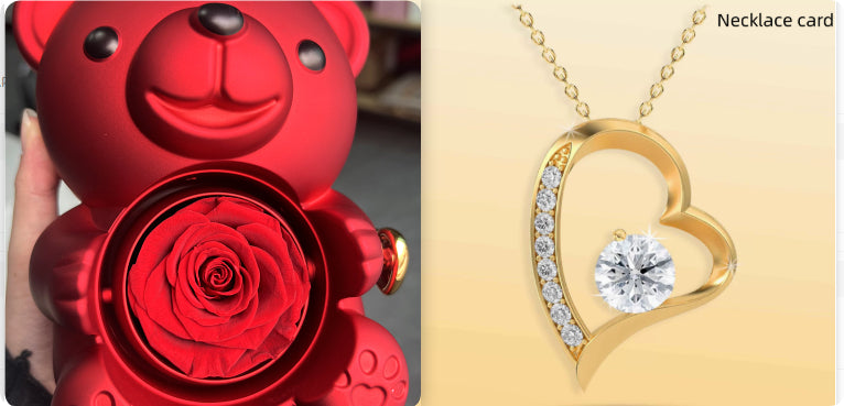 Eternal Rose Rotating Bear Gift Box