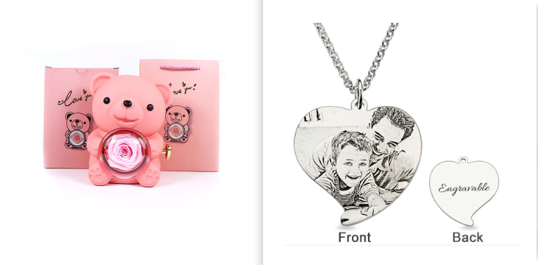 Eternal Rose Rotating Bear Gift Box