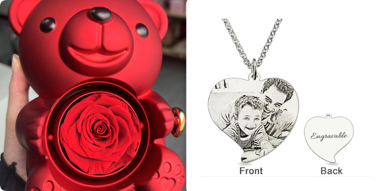 Eternal Rose Rotating Bear Gift Box