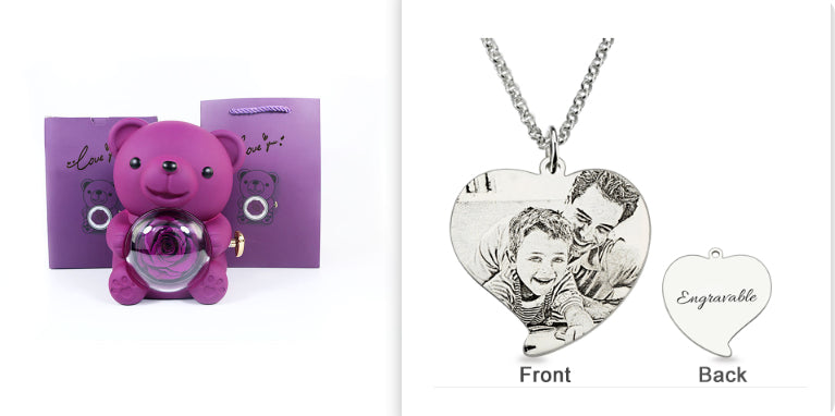 Eternal Rose Rotating Bear Gift Box